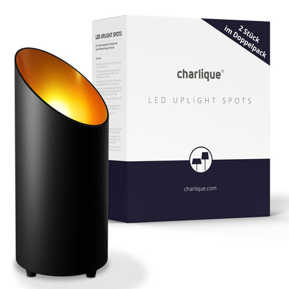 charlique® LED Uplight Spot Bodenstrahler - 2er Set Schwarz GU10