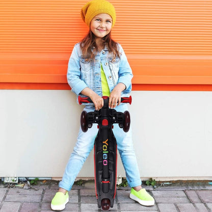 Yoleo Dreiradscooter LED Räder höhenverstellbar - Schwarz
