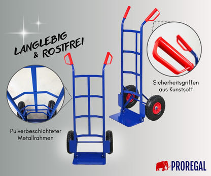 PROREGAL Sackkarre Odin 200kg Vollgummireifen klappbar – Blau
