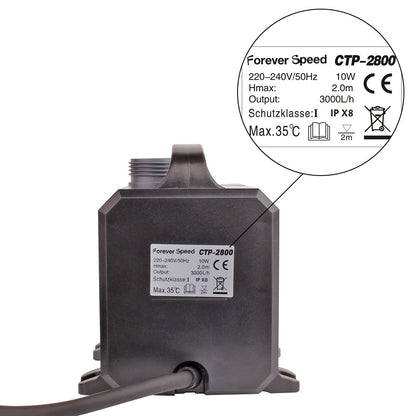 Forever Speed Super Eco Teichpumpe 3000 l/h, 10 W, Förderhöhe 2 m