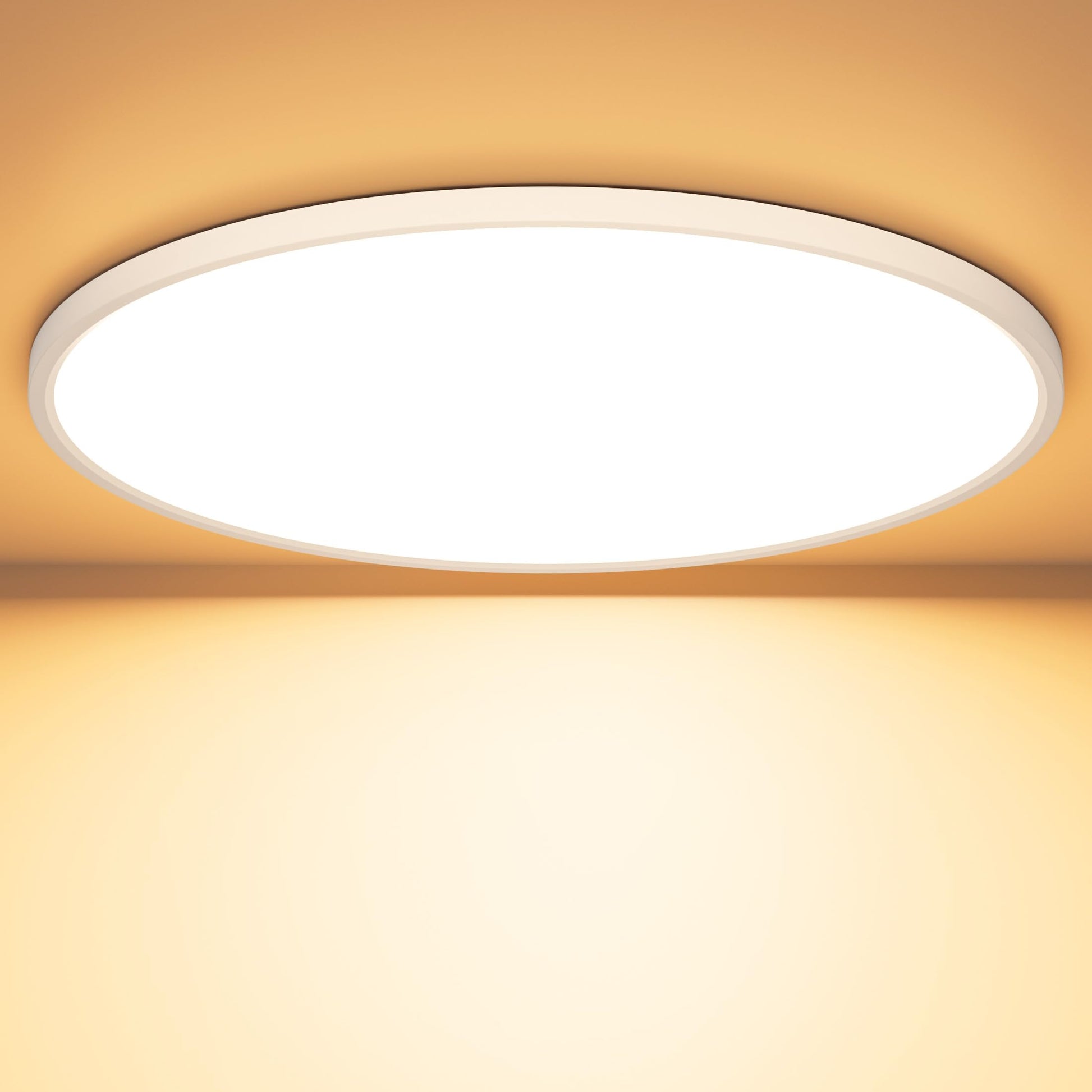 OUILA LED Deckenleuchte flach rund 40cm 36W 3000K IP44 warmweiss mit weissem Kunststoffschirm
