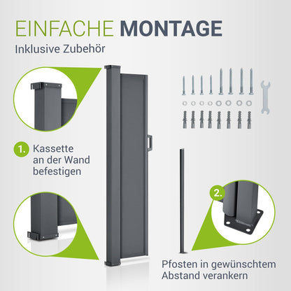 Juskys Seitenmarkise Dubai ausziehbar 500x200cm - Anthrazit