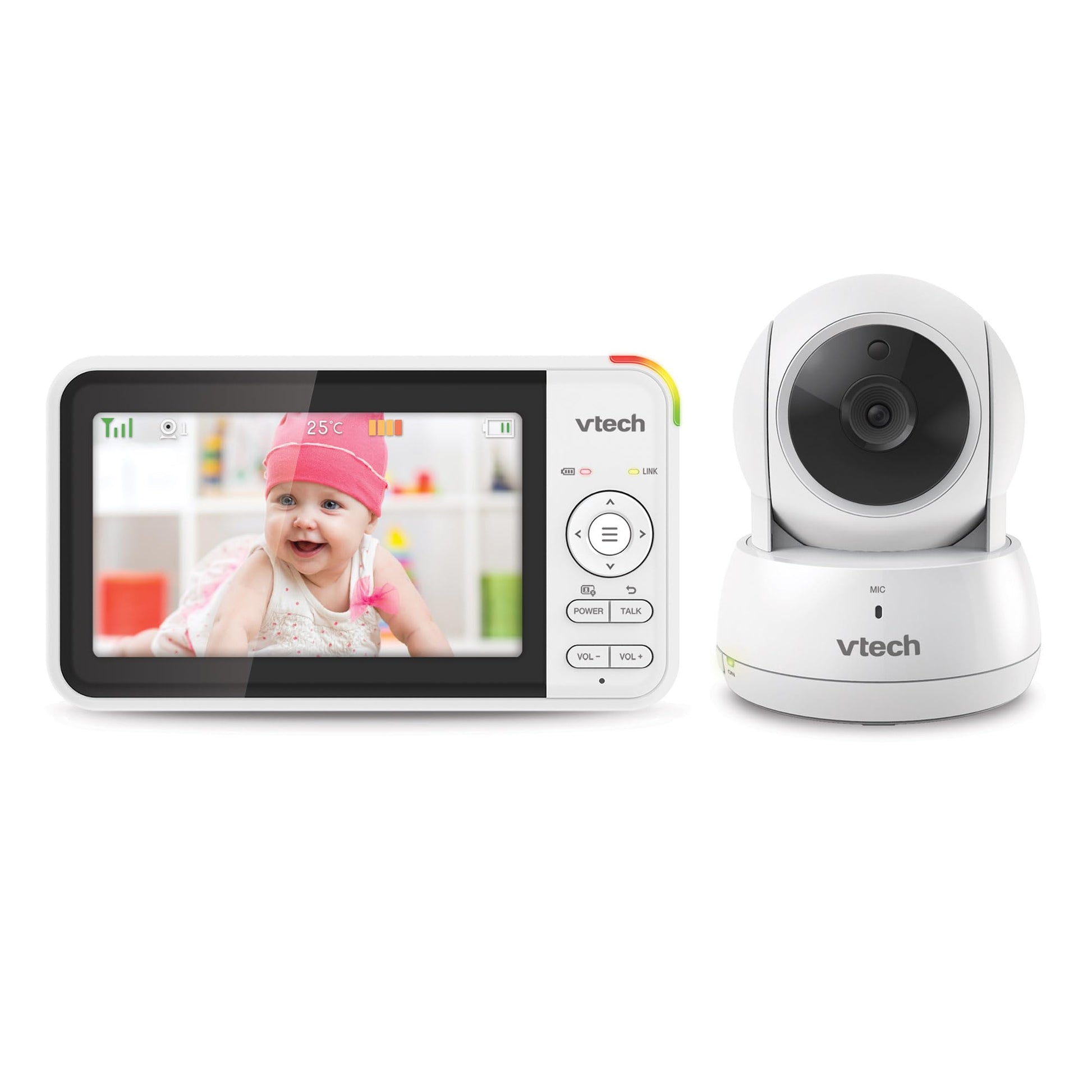VTech VM924 Video-Babyphone mit Kamera, 5-Zoll-Display, Nachtsicht und Temperatursensor