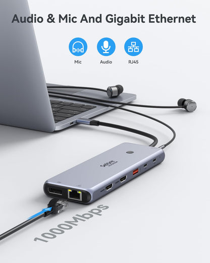 USB C Dockingstation 13-in-1 – Triple Display 4K Dual HDMI