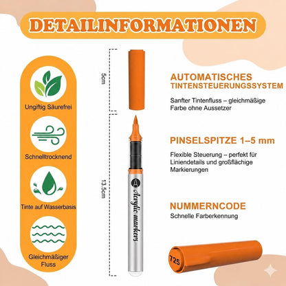 Vozuna Acrylstifte Set, 120 Farben, wasserfest, Pinselspitze