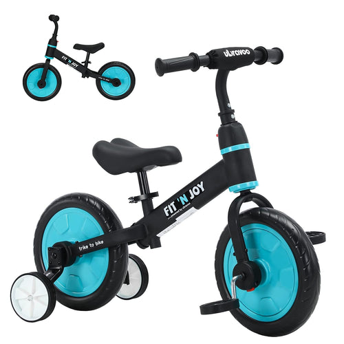 UBRAVOO Fit 'n Joy 4-in-1 Laufrad mit Pedalen und Stützrädern, Blau, 28-cm-EVA-Reifen