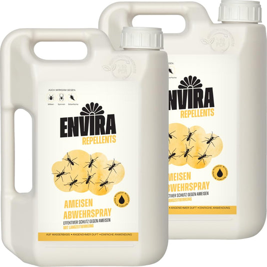 Envira Ameisen Abwehrspray Spray – 2x2 Liter Langzeitwirkung. Zwei große Sprayflaschen. Bekämpft Ameisen langanhaltend in Haus & Garten.