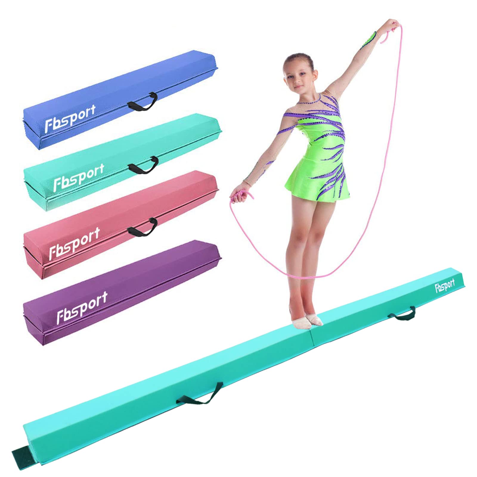 FBSPORT Klappbarer Schwebebalken Kinder, 270 cm, klappbarer Balancierbalken für Kinder-Gymnastikübungen.