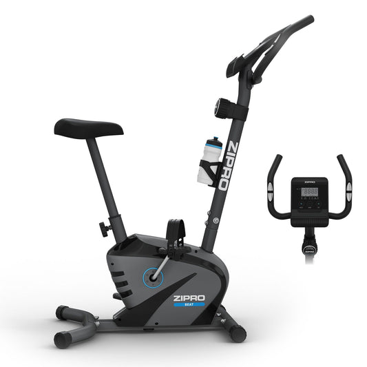 Zipro Beat Heimtrainer Ergometer – Magnetisches Fitnessbike. Schwarz, aufrecht, für präzises Herz-Kreislauf-Training zu Hause.