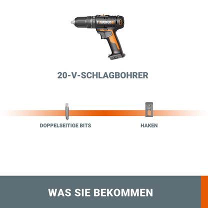 WORX WX370.9 Akku Schlagbohrschrauber - Ohne Akku/Lader