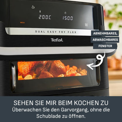 Tefal Dual Easy Fry Flex Heissluftfritteuse 9 L, 2 Kammern, EY9228