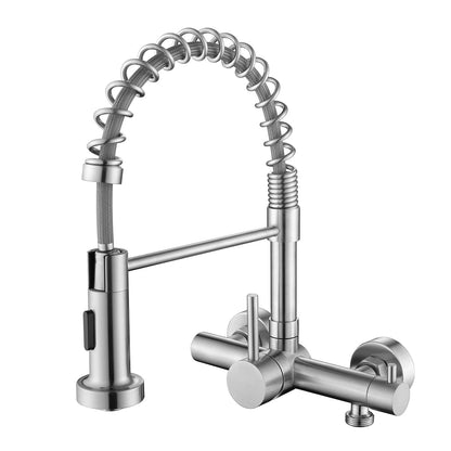 Tondiy Wandarmatur Küche Edelstahl Flexauslauf 3/4 Zoll – Matt. Mattierter Edelstahl mit flexiblem Schwenkauslauf. Zur gezielten Wasserentnahme in der Küche.