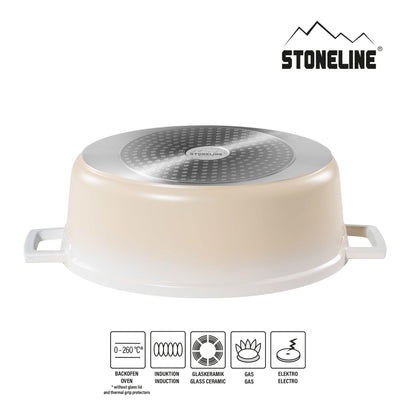 STONELINE Cocotte Bräter Aluguss Induktion 32cm - Creme
