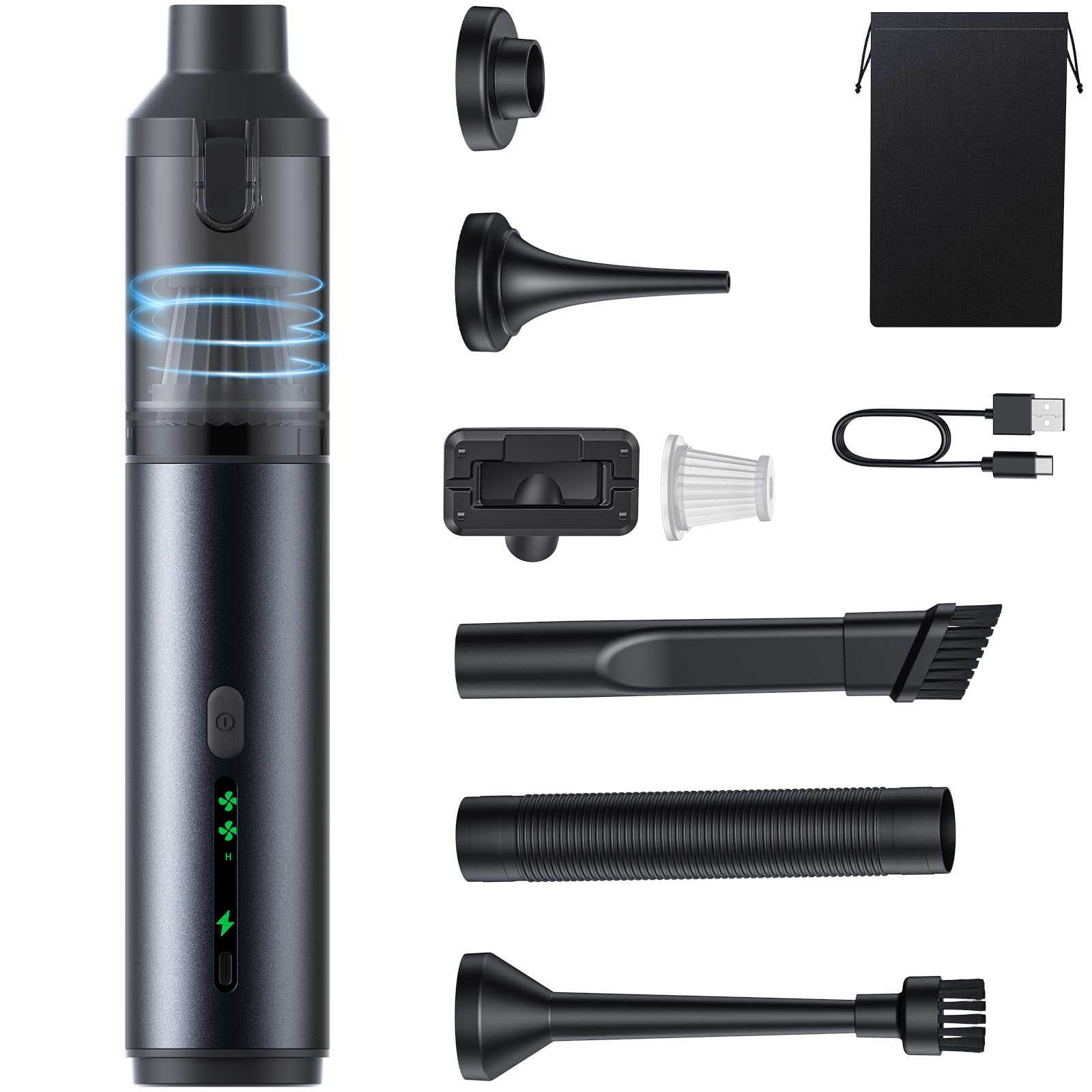 Aidisy Akku-Handstaubsauger 4-in-1, 16000 Pa, USB-C, VAC103 – kabelloser Mini-Staubsauger für Auto und Sofa