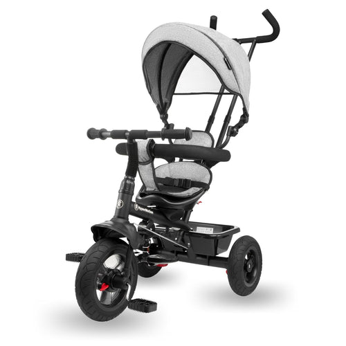HyperMotion Dreirad mit Schubstange, 3-in-1 Kinderfahrzeug, Grau, gepolsterter Sitz und Gummireifen