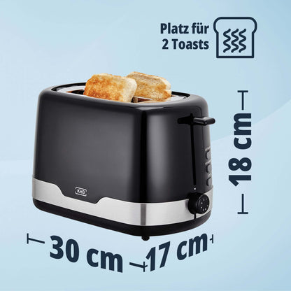 KHG Frühstücksset Wasserkocher & Toaster 2-teilig, schwarz