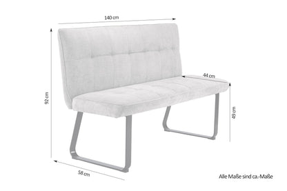 byLIVING TALEA Sitzbank mit Rückenlehne 140 cm – Hellgrau