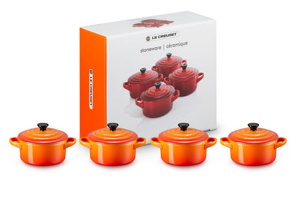 Le Creuset Mini Cocottes 4er-Set Steinzeug - Ofenrot 200 ml