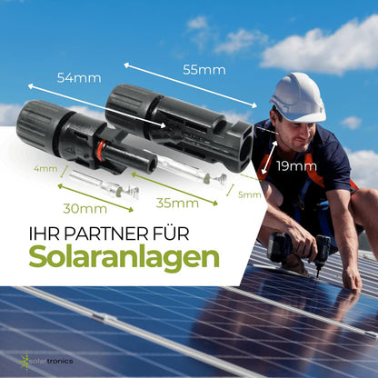 solartronics Solarstecker 100 Paar, MC4 kompatibel, IP67, 4–6 mm²