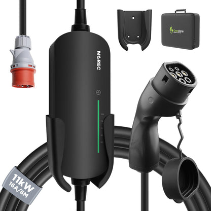 Morec Mobile Wallbox 11 kW Typ 2 Ladekabel mit CEE-Stecker, 6 m, tragbare Ladestation für Elektrofahrzeuge