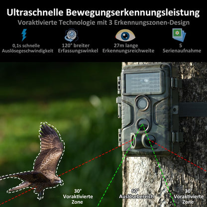 GardePro A3S Wildkamera - 64MP 1296P No Glow Infrarot