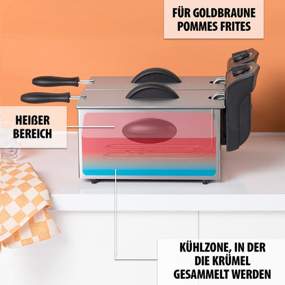 Tristar Doppel-Fritteuse FR-6937, Edelstahl, 6 Liter, Kaltzone