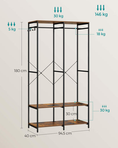 SONGMICS RGR004B01 Offener Kleiderschrank – Vintagebraun