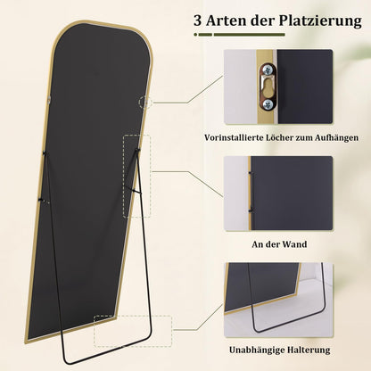 BEAUTYPEAK Ganzkörperspiegel Minimalistisch 142x52 cm - Gold