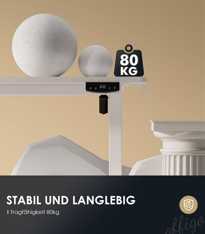 OffiGo Höhenverstellbarer Schreibtisch elektrisch 160x70cm – Weiss