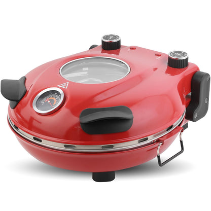 KLAIF Elektro Pizzaofen für Arbeitsplatte mit 31 cm Keramikstein - Rot