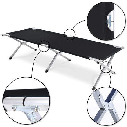 GOODS+GADGETS Faltbares Feldbett Aluminium, Campingbett Schwarz