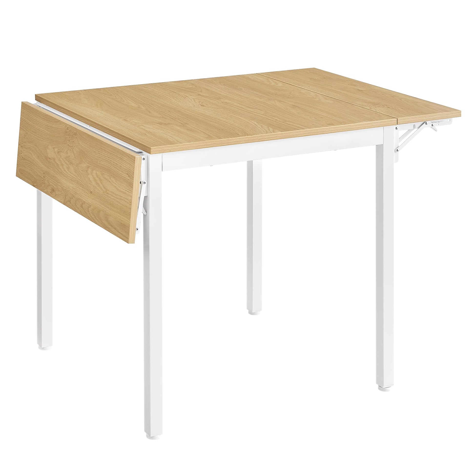 VASAGLE Esstisch KDT077Y01, klappbarer Küchentisch, natureiche-weiss, Tischplatte mit Klapseiten und Stahlgestell