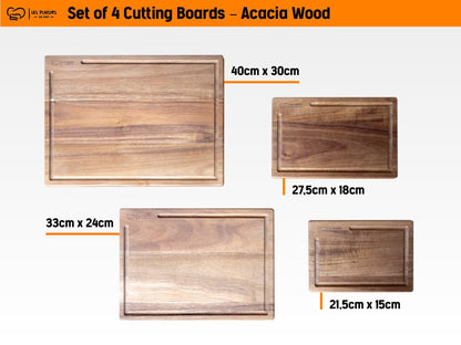 Les Plaisirs Du Chef Schneidebrett Set – 4-teilig Akazienholz