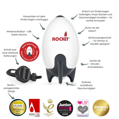 ROCKIT Kinderwagenschaukler Set RR-02x2, Einschlafhilfe mit USB-C