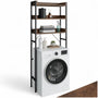 tectake Badezimmerregal mit 3 Ablagen, Industrial Design, dunkelbraun – aus Metall und Holz