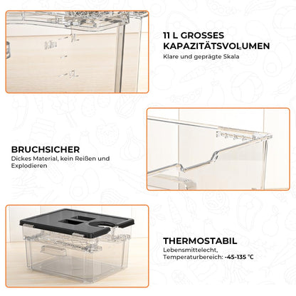 Universal Sous Vide Behälter Set 11L mit Rack & Deckel Polycarbonat