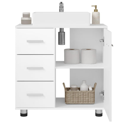 EUGAD Waschbeckenunterschrank Badmöbel - Weiss, 3 Schubladen, 60cm