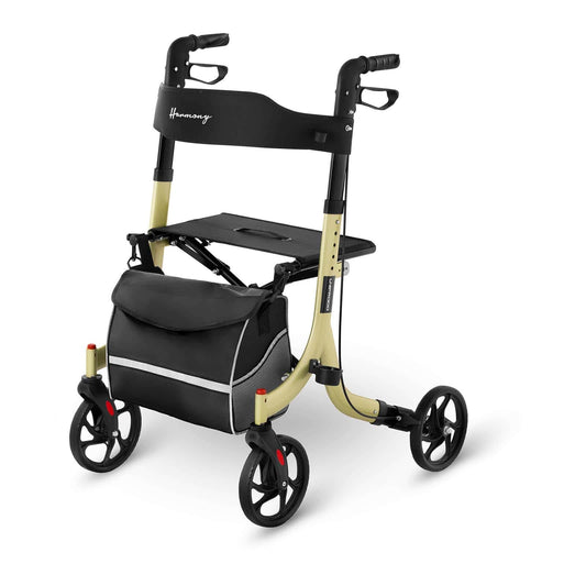 Uniprodo UNI_ROLL_04 F Rollator Leichtgewicht faltbar champagne. Champagnerfarbener, faltbarer Rollator zur Gehhilfe mit Sitzfunktion.