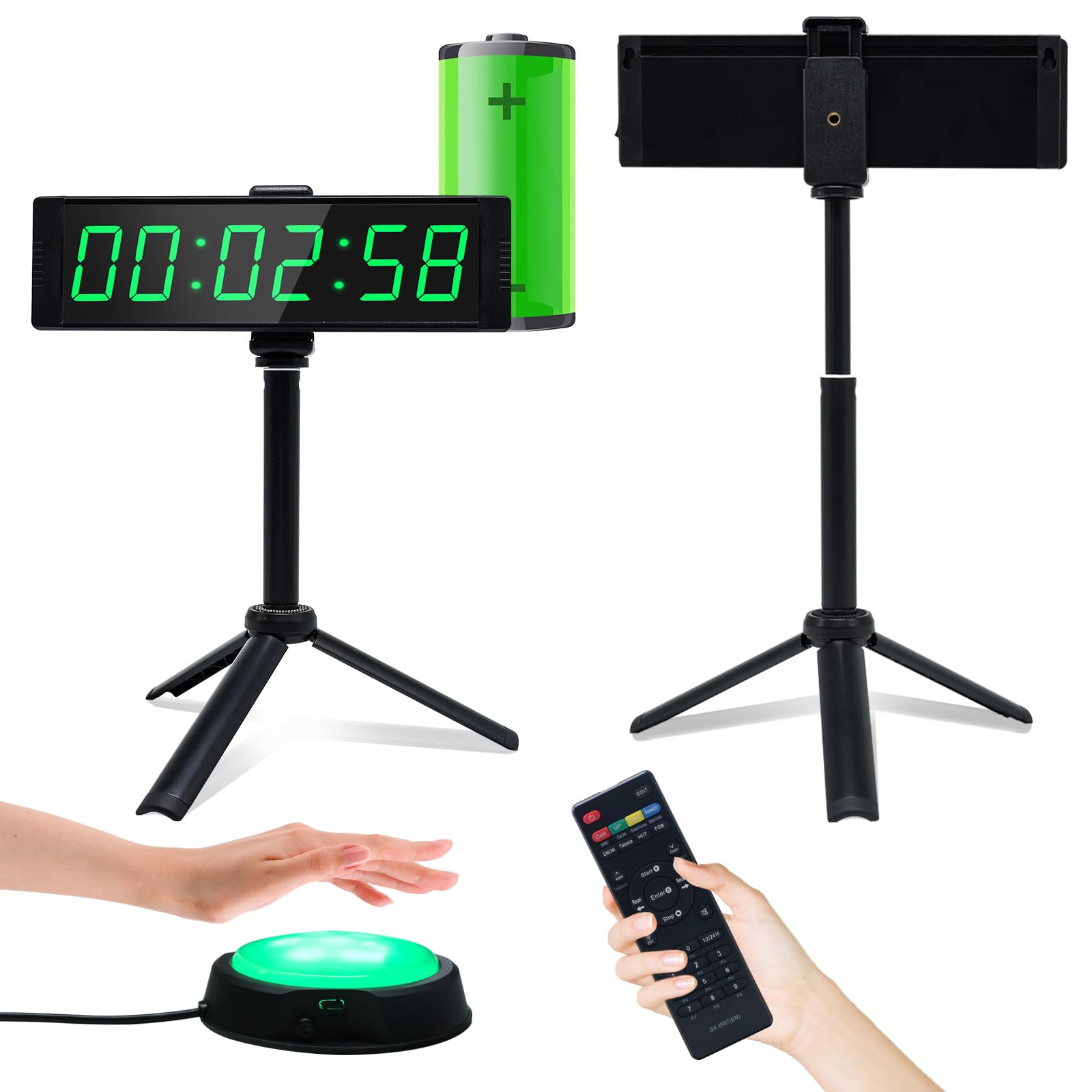 YZ Intervall-Timer mit Stoppuhr, LED-Wanduhr und Fernbedienung, grosse LED-Ziffern