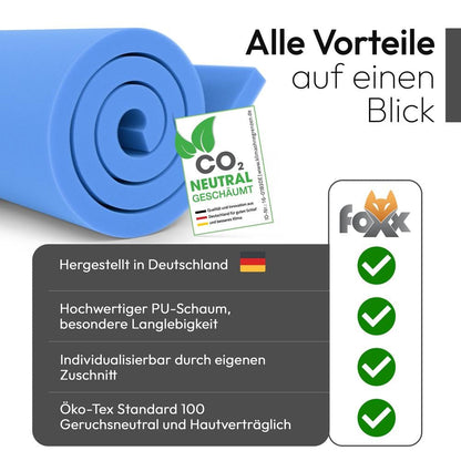 Foxx Schaumstoffplatte RG25 110x200x3 cm, mittelfester PU-Schaum