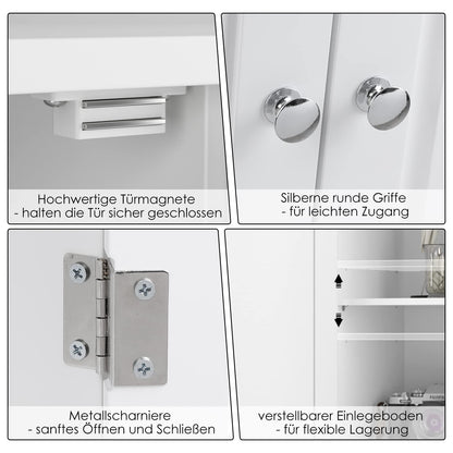 FOREHILL Mehrzweckschrank Hochschrank weiss mit 4 Türen