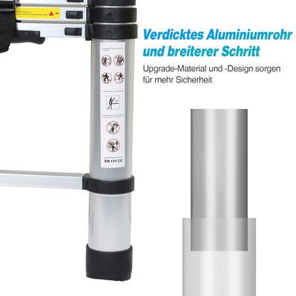 EINFEBEN Teleskopleiter Aluminium Ausziehleiter Tragbar - 3.2M