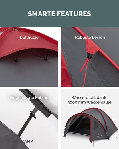 Justcamp Scott Campingzelt - Kuppelzelt 4 Personen Wasserdicht