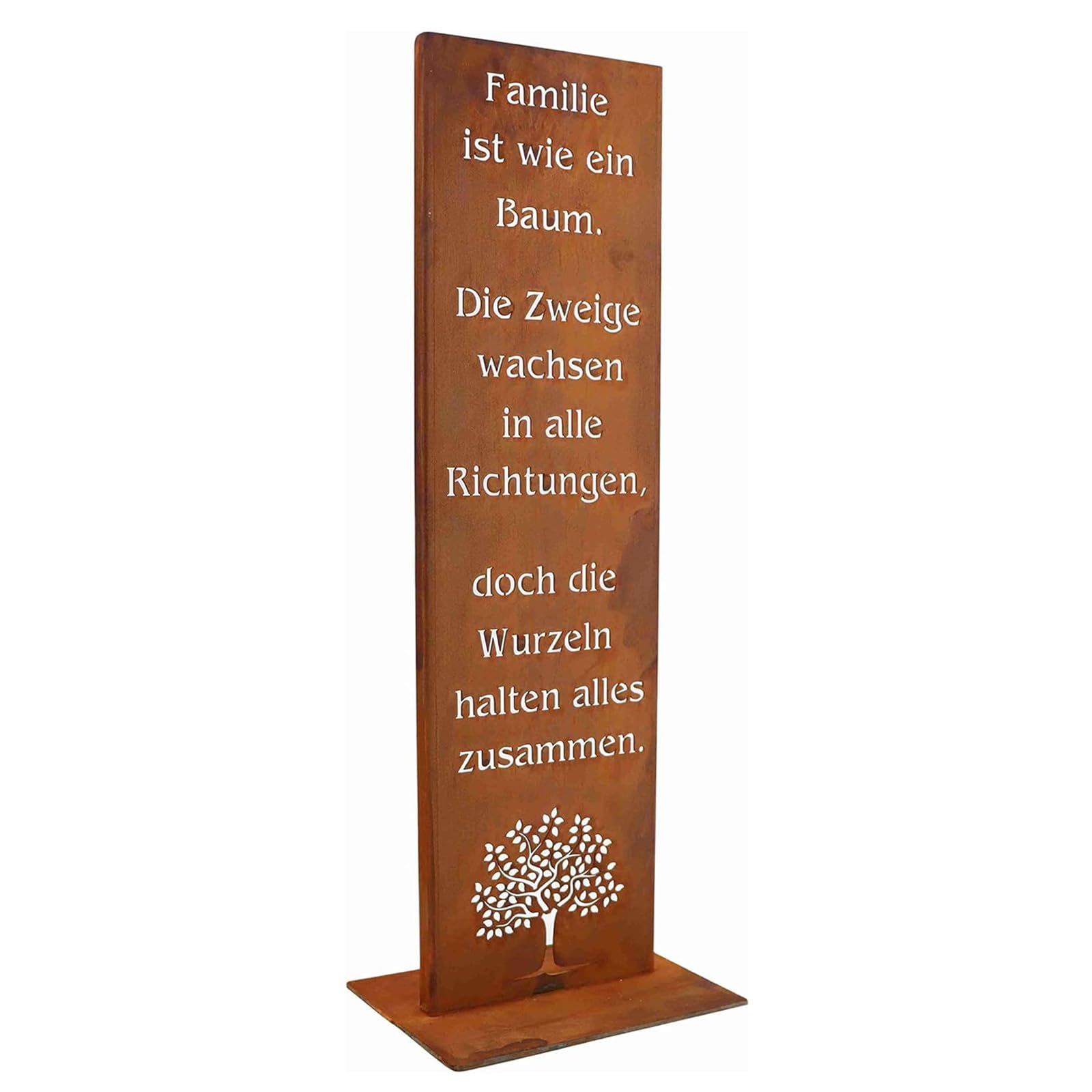 Rostikal Gartenschild Familie – Edelrost Metallschild, 55 cm hoch