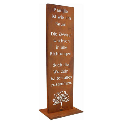 Rostikal Gartenschild Familie – Edelrost Metallschild, 55 cm hoch
