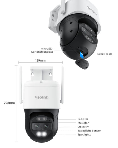 Reolink TrackMix WiFi 4K 8MP Wi-Fi 6 PTZ Dual-Objektiv Aussenkamera