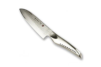 Global Sai SAI-M03 Japanisches Santokumesser - Hammerdesign: Metallisches Santokumesser mit gehämmertem Klingenfinish zum Schneiden von Fleisch, Fisch, Gemüse.