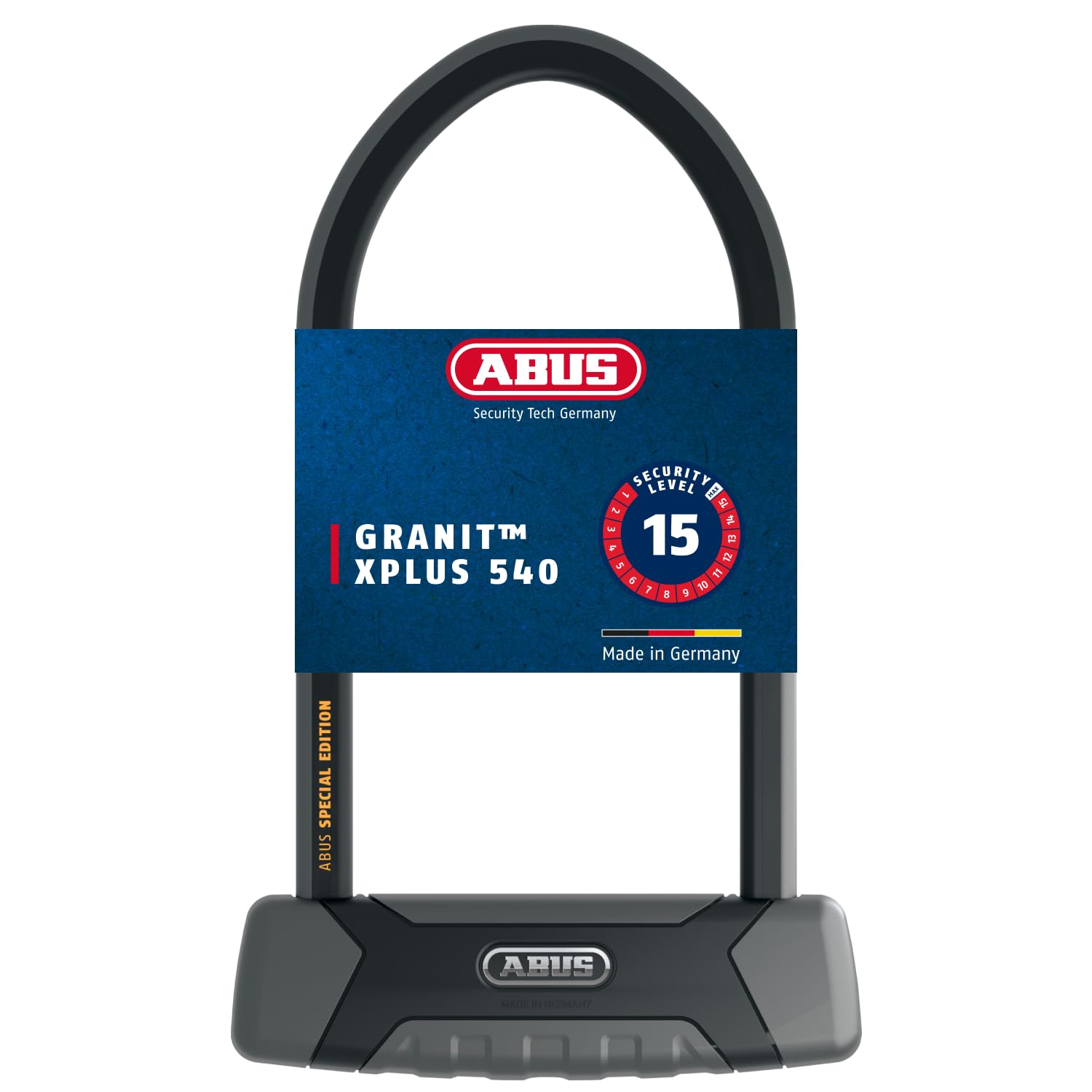 ABUS Granit XPlus 540 Bügelschloss mit USH-Halterung, Level 15, 13 mm Stahlbügel, für Fahrrad und E-Bike