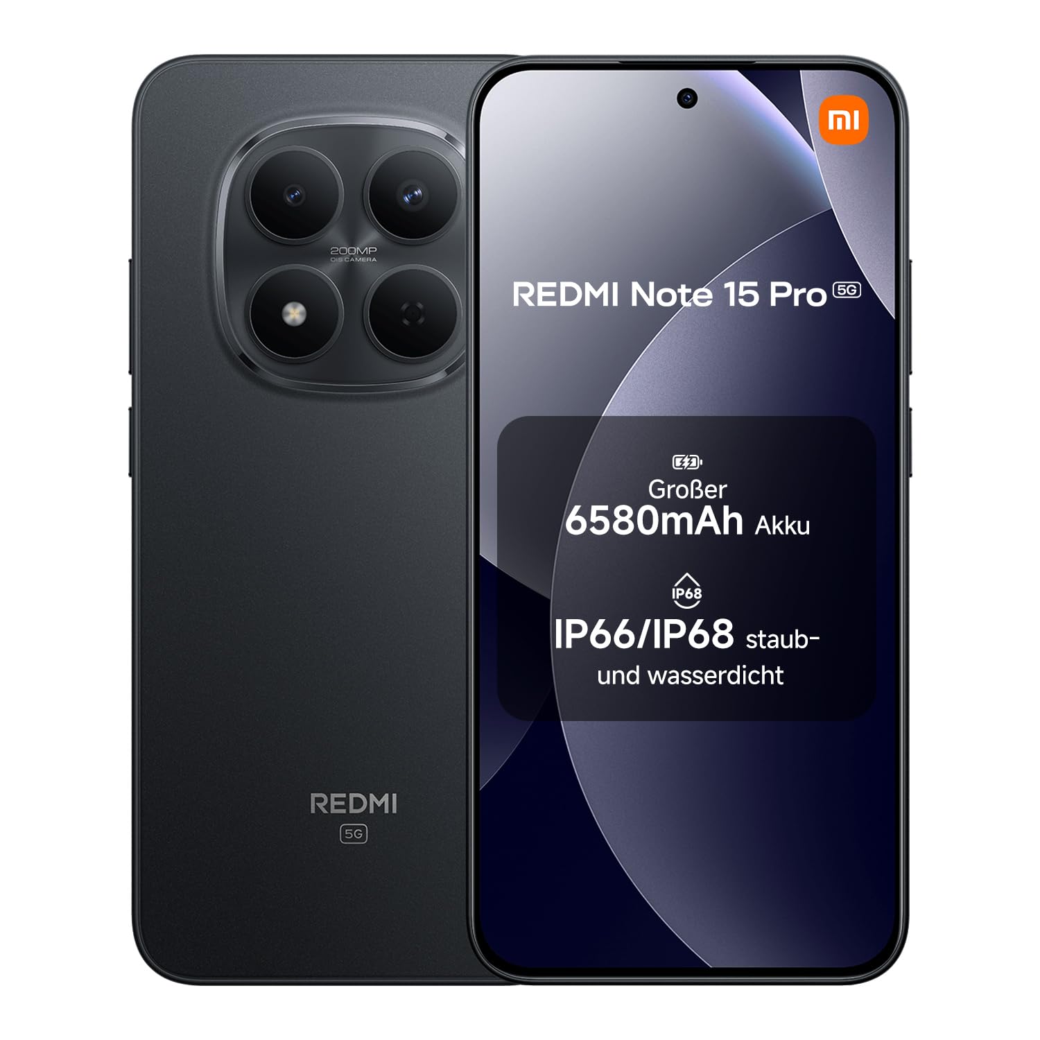 Xiaomi Redmi Note 15 Pro 5G Smartphone 8+512 GB Schwarz mit 6,83-Zoll-AMOLED-Display und 200-MP-Kamera