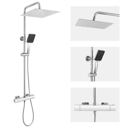 Auralum Thermostat Regendusche Komplettset Chrom - 30cm Überkopfbrause